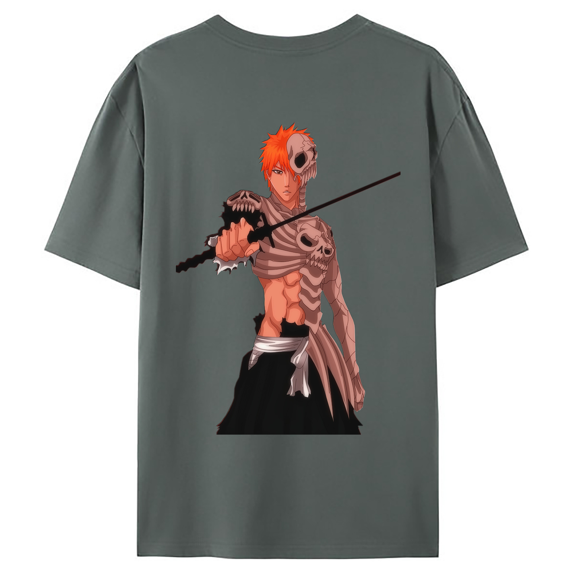（画像用） ブリーチ 黒崎一護（くろさき いちご）BLEACH Kurosaki Ichigo 綿100％ メンズ半袖Tシャツ（バックプリント） 通気性